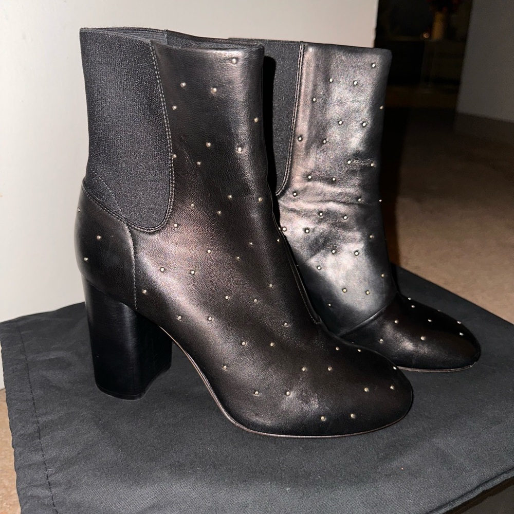 rag & bone Black leather studded ankle boots - Picture 2 of 3